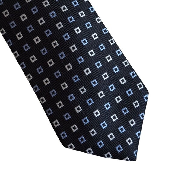 Brooks Brothers "346" Makers Blue and Silver Square Print 100% Silk Tie - Picture 2 of 7